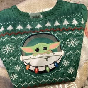 Star Wars  Baby Yoda Green  Sweater Dress Tunic Size (7-8) Medium Playtime
